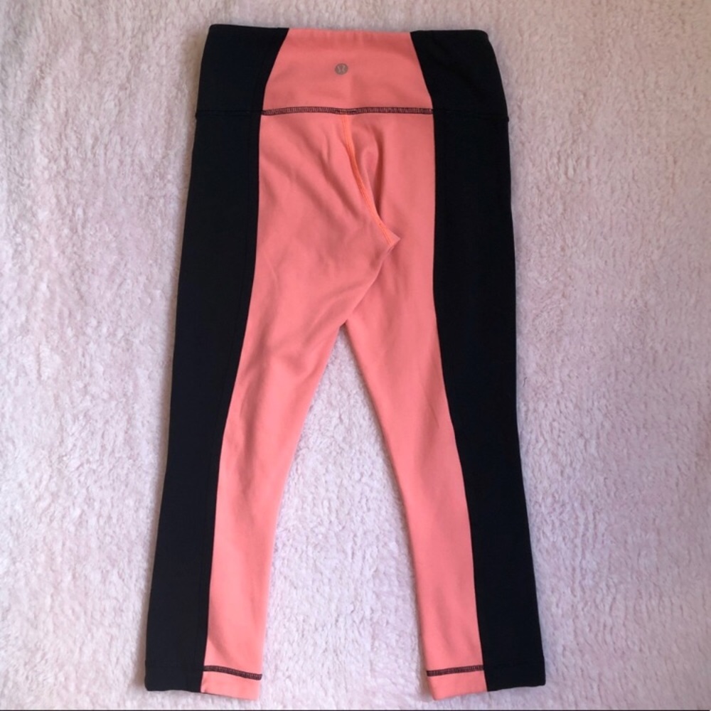 Lululemon coral and Black leggings